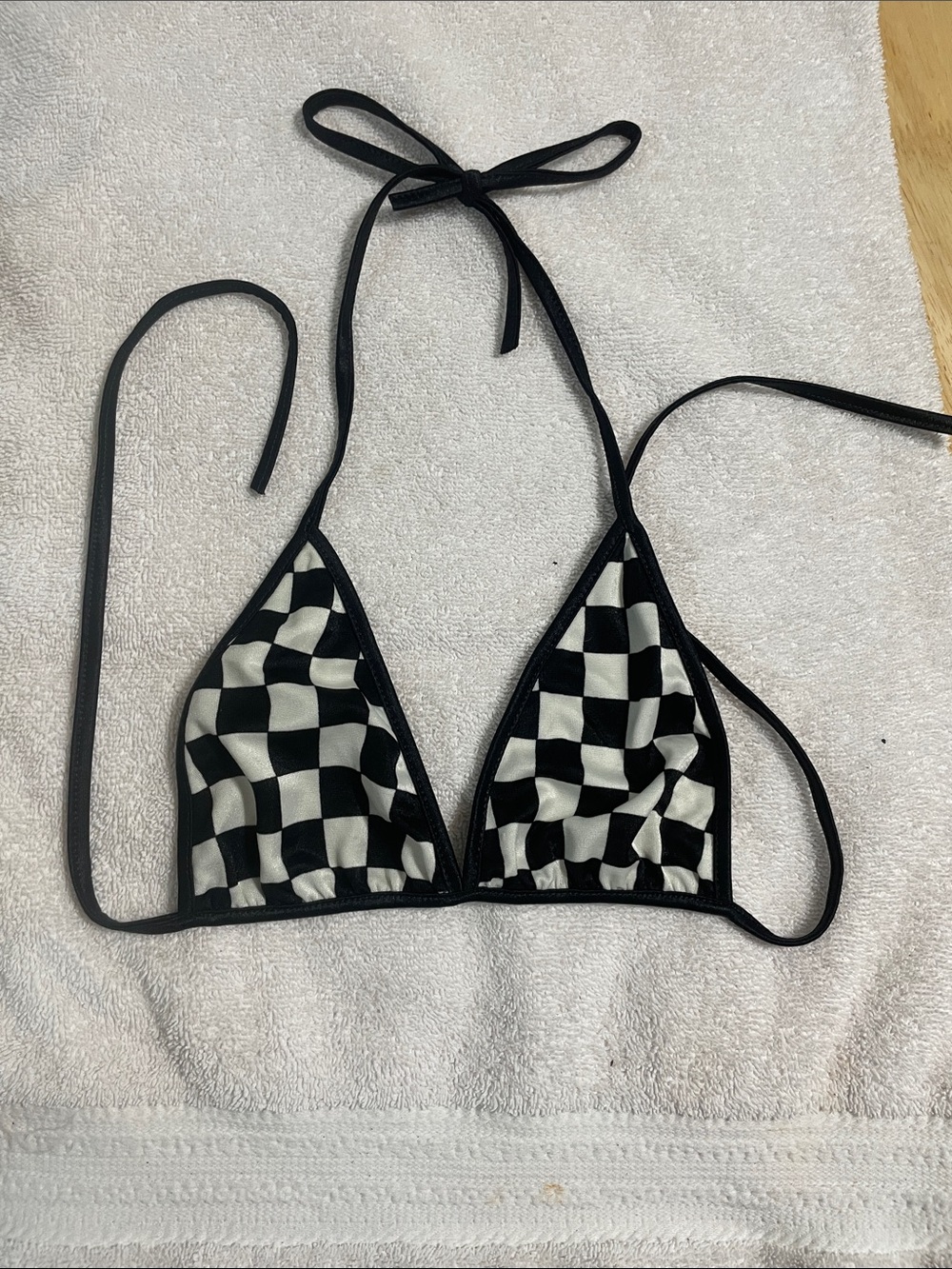 Triangle Checkerboard Bikini Top - Black & White